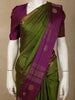 Olive Moss Green Butta Zari Woven Design Pure Kanchipuram Silk Saree with Contrast  Traditional Zari Border