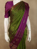 Olive Moss Green Butta Zari Woven Design Pure Kanchipuram Silk Saree with Contrast  Traditional Zari Border