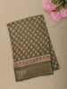 Olive Moss Green Floral Butta Printed Design Mixed Cotton Saree