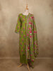 Olive Moss Green Floral Printed Design Cotton Salwar Suit with Dupatta