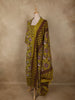 Olive Moss Green Floral Printed Design Cotton Salwar Suit with Dupatta