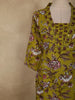 Olive Moss Green Floral Printed Design Cotton Salwar Suit with Dupatta
