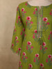 Olive Moss Green Floral Printed Design Cotton Salwar Suit with Dupatta