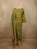 Olive Moss Green Floral Printed Design Cotton Salwar Suit with Dupatta