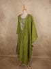 Olive Moss Green Floral Zari Embroidered Design Tissue Silk Salwar Suit with Dupatta