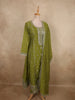 Olive Moss Green Floral Zari Embroidered Design Tissue Silk Salwar Suit with Dupatta