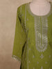 Olive Moss Green Floral Zari Embroidered Design Tissue Silk Salwar Suit with Dupatta