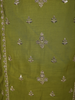 Olive Moss Green Floral Zari Embroidered Design Tissue Silk Salwar Suit with Dupatta