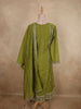 Olive Moss Green Floral Zari Embroidered Design Tissue Silk Salwar Suit with Dupatta