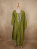 Olive Moss Green Floral Zari Embroidered Design Tissue Silk Salwar Suit with Dupatta