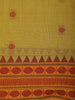 Olive Mustard Green Butta Woven Design Pure Cotton Saree with Contrast Zari Border