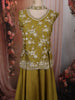 Olive Mustard Green Floral Sequins and Beads Embroidered Design Tissue Palazzo Suit with Choker Dupatta
