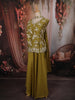 Olive Mustard Green Floral Sequins and Beads Embroidered Design Tissue Palazzo Suit with Choker Dupatta