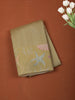 Olive Mustard Green Mini Checked Zari Woven Design Semi Tussar Saree with Motif Border