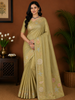 Olive Mustard Green Mini Checked Zari Woven Design Semi Tussar Saree with Motif Border
