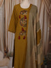 Olive Mustard Yellow Floral Thread Embroidered Design Cotton Straight Cut Salwar Suit with Contrast Dupatta