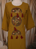 Olive Mustard Yellow Floral Thread Embroidered Design Cotton Straight Cut Salwar Suit with Contrast Dupatta