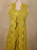 Olive Mustard Yellow Thread Embroidered Design Net Ready To Wear Saree With Over Coat
