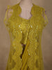 Olive Mustard Yellow Thread Embroidered Design Net Ready To Wear Saree With Over Coat
