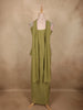 Olive Pistachio Green Floral Beads Embroidered Design Georgette Skirt Top with Choker Dupatta