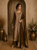 Olive Gold Zari Woven Design Silk Straight Suit with Dupatta