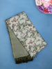 Olive Green Abstract Floral Digital Print Soft Silk Saree - Diadem