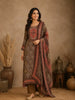 Olive Green Ajrakh Printed Crepe Salwar Suit with Dupatta