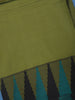Olive Green Black and Teal Temple Motif Border Soft Silk Saree - Diadem