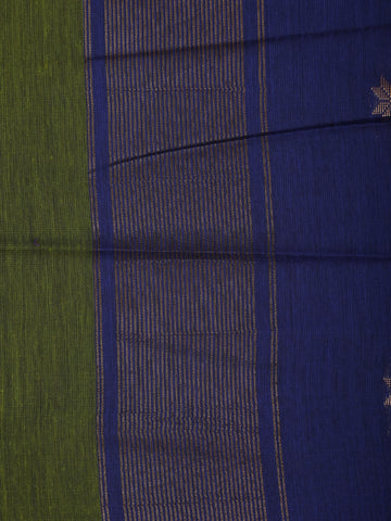 Olive Green Floral Butta Fancy Cotton Saree - Diadem