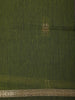 Olive Green Floral Butta Fancy Cotton Saree - Diadem