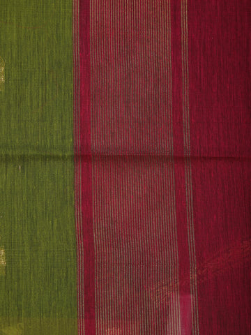 Olive Green Floral Butta Fancy Cotton Saree - Diadem