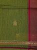 Olive Green Floral Butta Fancy Cotton Saree - Diadem