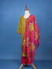 Olive Green Floral Embroidered Cotton Salwar Suit - Diadem