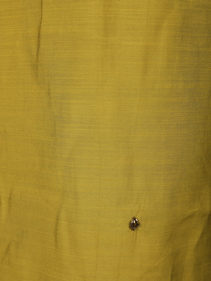 Olive Green Floral Embroidered Cotton Salwar Suit - Diadem