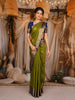 Olive Green Floral Design Pure Kanchipuram Silk Saree