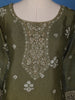 Olive Green Floral Designed Tissue Silk Salwar Suit - Diadem