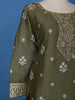 Olive Green Floral Designed Tissue Silk Salwar Suit - Diadem
