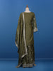 Olive Green Floral Designed Tissue Silk Salwar Suit - Diadem