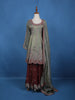 Olive Green Floral Embroidered Silk Sharara Set
