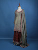 Olive Green Floral Embroidered Silk Sharara Set