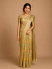 Olive Green Floral Motifs Semi Tissue Saree