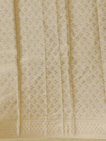 Olive Green Floral Motifs Semi Tissue Saree - Diadem