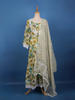 Olive Green Floral Printed Cotton Salwar Suit Set - Diadem
