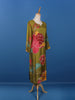Olive Green Floral Printed Semi Silk Kurti - Diadem