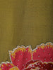 Olive Green Floral Printed Semi Silk Kurti - Diadem