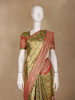 Olive Green Floral woven Banarasi Silk Saree - Diadem
