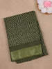 Olive Green Geometric Dotted Designed Fancy Cotton Saree - Diadem