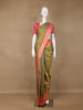 Olive Green Geometric Motif pattern Silk Saree - Diadem