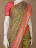 Olive Green Geometric Motif pattern Silk Saree - Diadem