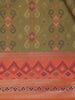 Olive Green Geometric Motif pattern Silk Saree - Diadem